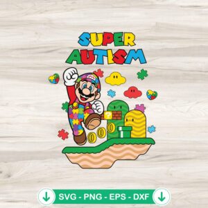 Super Mario Super Autism SVG file for cutting machines