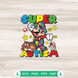 Super Autism Mario Bros SVG file for cricut svg cutting file