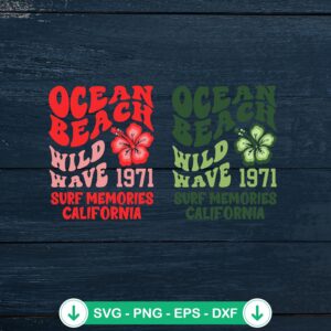 Ocean Beach Wild Wave SVG file for Cricut cutting machine