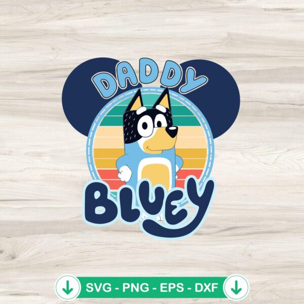 Vintage Daddy Bluey Mickey Head svg file for cricut cutting