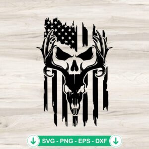 Buck Skull America Flag SVG file for cutting machines