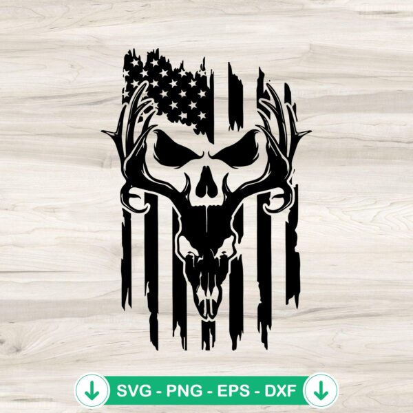 Buck Skull America Flag SVG file for cutting machines