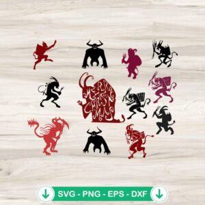 Krampus SVG file for Christmas, Nordic holiday cut file