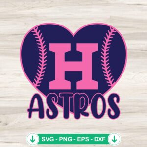 Houston Astros Heart Stitch Baseball SVG file for Cricut