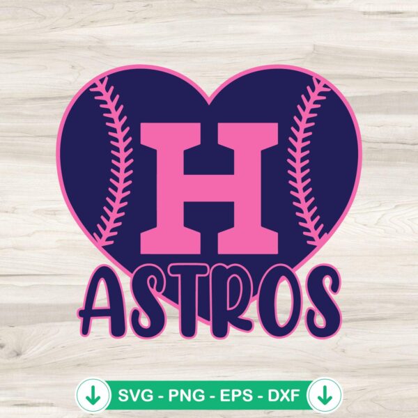 Houston Astros Heart Stitch Baseball SVG file for Cricut