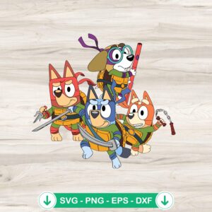 Funny Bluey Ninja Turtle SVG file for cutting machines