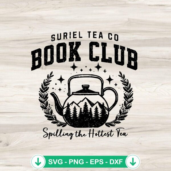 Suriel Tea Co Book Club SVG file for Cricut and cutting machine