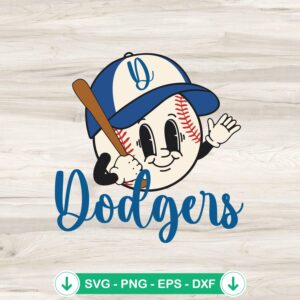 Vintage Dodgers Baseball Face SVG file for Cricut cutting machine