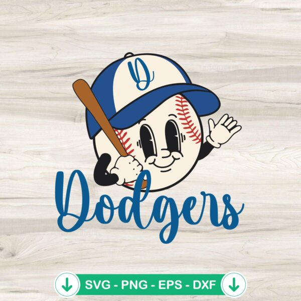 Vintage Dodgers Baseball Face SVG file for Cricut cutting machine
