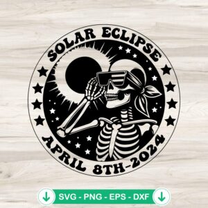 Amazing Skeleton Total Solar Eclipse SVG file for Cricut cutting