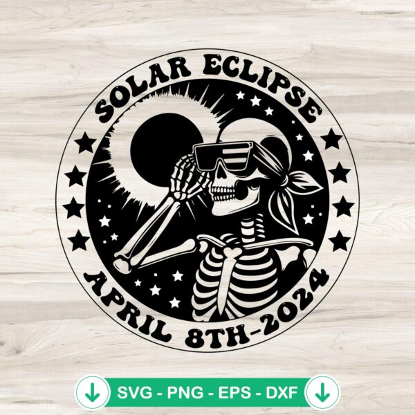 Amazing Skeleton Total Solar Eclipse SVG file for Cricut cutting