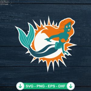Miami Dolphins Logo Ariel Princess SVG cut file for Cricut