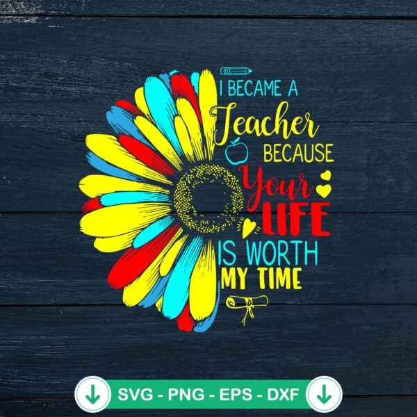 I Became A Teacher Because SVG file, sunflower teacher SVG, cutting file