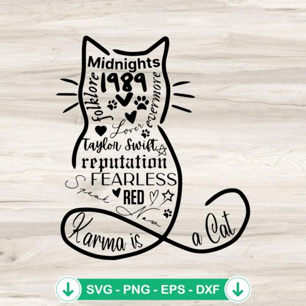Midnights 1989 Karma is a Cat SVG file for Cricut