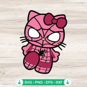 Hello Kitty Pink Spider Man SVG file for Cricut cutting