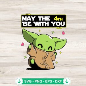 Cute Baby Star Wars SVG file, Cricut cut file with Baby Yoda and heart