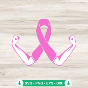Breast Cancer Hand Power Ribbon SVG file for Cricut, cutting file