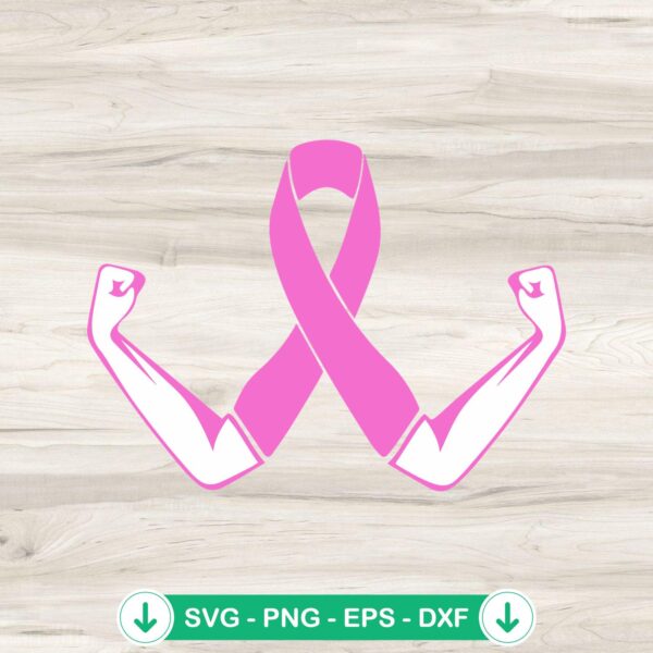 Breast Cancer Hand Power Ribbon SVG file for Cricut, cutting file