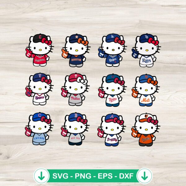 Hello Kitty Baseball MLB Bundle SVG file for cutting machines