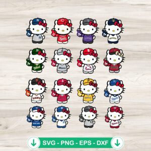 Hello Kitty Baseball SVG file for Cricut, MLB bundle cutting file
