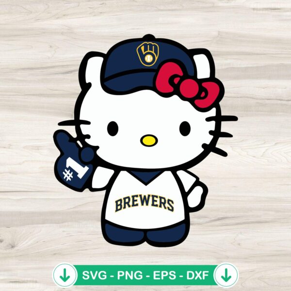 Hello Kitty Milwaukee Brewers SVG file, cricut svg, cut file