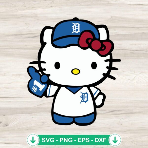 Hello Kitty Detroit Tigers baseball svg file for cricut cutting