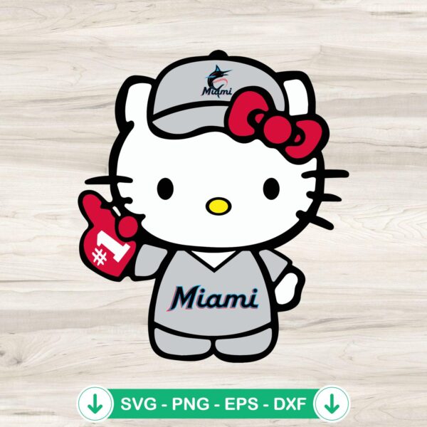Hello Kitty Miami Marlins SVG file for Cricut cutting machine