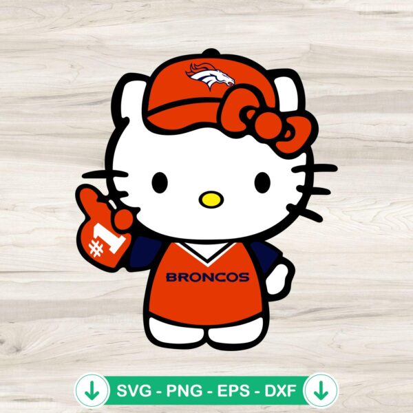 Hello Kitty Denver Broncos football SVG file, Cricut cut file