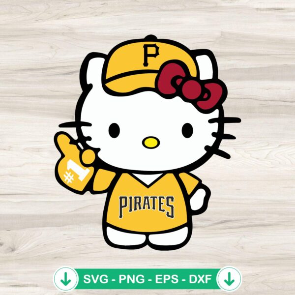 Hello Kitty Pittsburgh Pirates Baseball SVG cut file