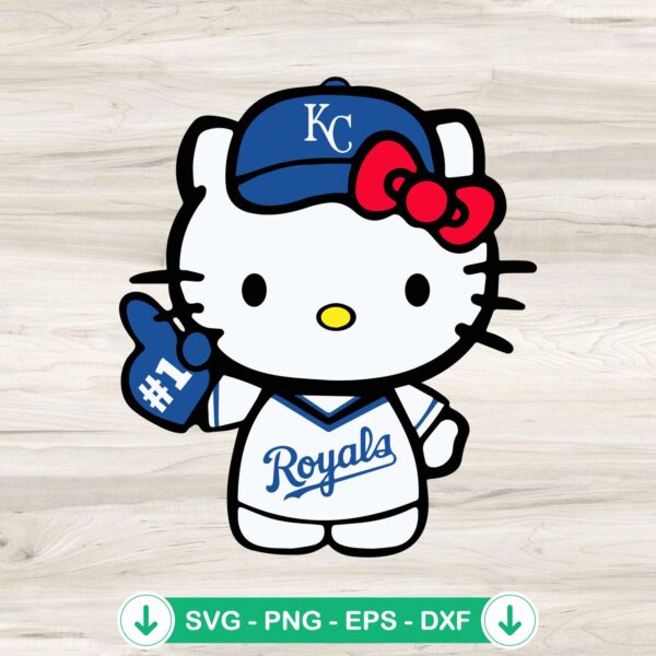 Hello Kitty Kansas City Royals baseball svg file for cricut