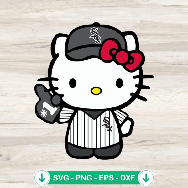Hello Kitty Chicago White Sox baseball cutting file svg
