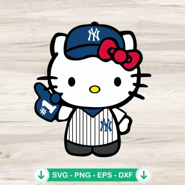 Hello Kitty New York Yankees baseball svg file for Cricut cutting
