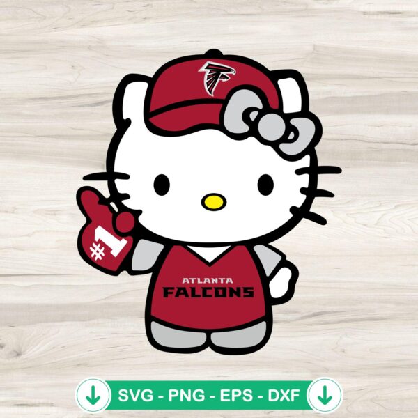Hello Kitty Atlanta Falcons Football No 1 SVG file for Cricut
