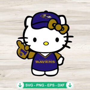 Hello Kitty Baltimore Ravens Football No 1 SVG file for Cricut