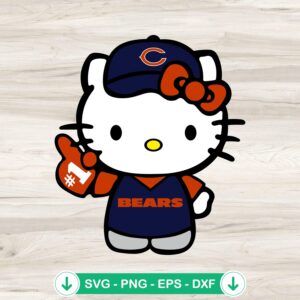 Hello Kitty Chicago Bears football svg file, cricut svg, cut file