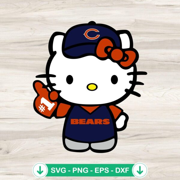 Hello Kitty Chicago Bears football svg file, cricut svg, cut file