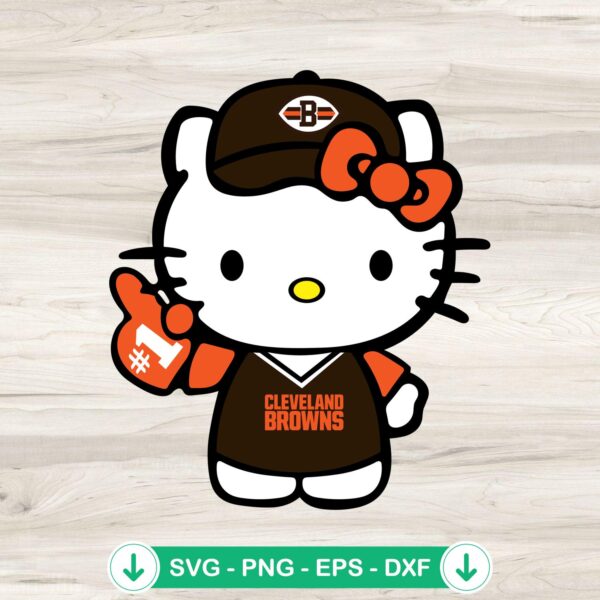 Hello Kitty Cleveland Browns Football No 1 svg file for cricut