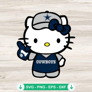 Hello Kitty Dallas Cowboys Football No 1 svg file, cricut svg cut file