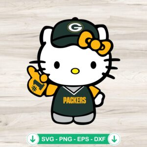 Hello Kitty Green Bay Packers football svg file for cricut