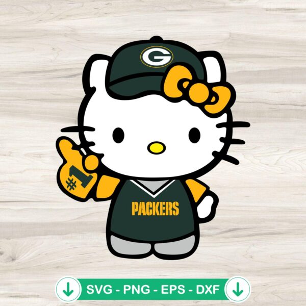 Hello Kitty Green Bay Packers football svg file for cricut