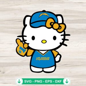 Hello Kitty Los Angeles Chargers football svg file for Cricut