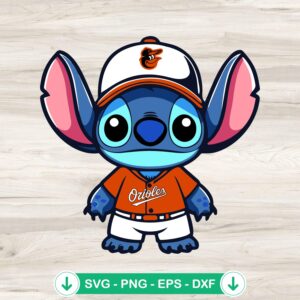 Stitch Baltimore Orioles SVG file for Cricut cutting machine