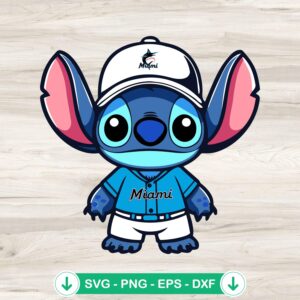 Stitch Miami Marlins SVG file for Cricut cutting machine