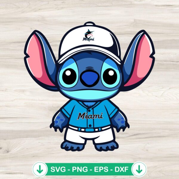 Stitch Miami Marlins SVG file for Cricut cutting machine