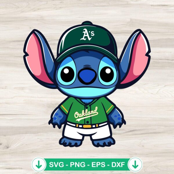 Cute Stitch Oakland Athletics MLB svg file for Cricut cutting machine