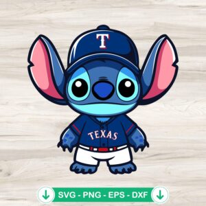 Cute Stitch Texas Rangers Baseball Team SVG file for Cricut
