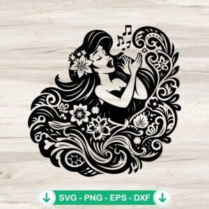 Mandala Ariel Princess Mermaid SVG file, cricut svg cutting file