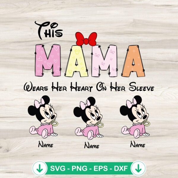 This Mama Wears Her Heart On Her Sleeve SVG file, cricut svg cutting file