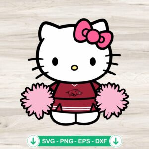 Hello Kitty Arkansas Razorbacks football SVG file for Cricut