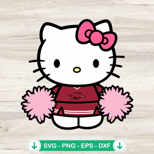 Hello Kitty Arkansas Razorbacks football SVG file for Cricut